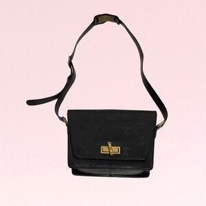MCM Black Crossbody Bag with Gold Accents